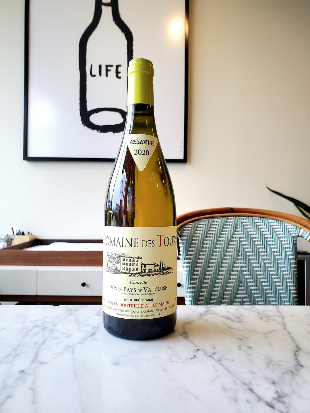 Domaine des Tours Clairette Blanc, Vin de Pays de Vaucluse, Rhône Valley, France 2020